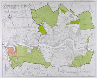 1982-1827 Kaart van Rotterdam en omgeving met aanduiding van bebouwde en landelijke gebieden bij Hoogvliet, ...
