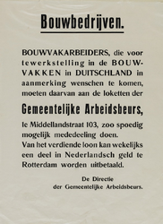 IA-1940-0054D Havenarbeiders. Tewerkstelling in Duitsland. De Directie der Gemeentelijke Arbeidsbeurs.