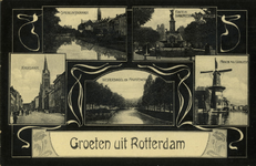 PBK-1992-43 Prentbriefkaart met 5 afbeeldingen van : de Spiegelnisserkade, de fontein aan het Burgemeester ...