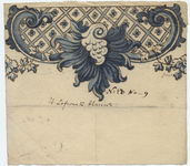 1976-3341 Tegelvoorbeeld met een voorstelling van randversieringen, geometrische figuren, bloem- en bladmotieven