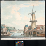 1973-4806 Pompenburgsingel met de Blauwe Molen uit westelijke richting gezien. Links Couwenburghs eiland; rechts de ...
