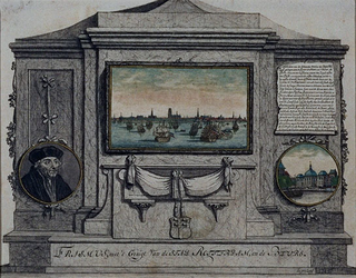 RI-129 Het momument met de Nieuwe Maas; Erasmus, de stad Rotterdam en de Beurs.