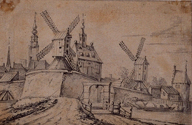 RI-544 Gezicht op de Oostpoort van de zijde van de Hoge Zeedijk aan het Oostplein.