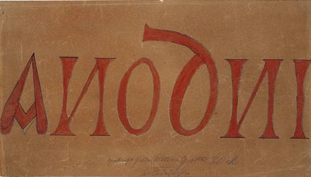 RI-741-A2 Afbeelding van de oude gedenksteen dagtekenende van de opbouw van de Grote Kerk van anno 1423.Opschrift ...
