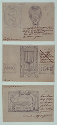 XXXI-124-01-1-TM-4 Gevelstenen van de Delfshavense huizen.-1 en -2 (boven): Wijk A, nr. 38. Den Walvis. Wijk C, nr. ...