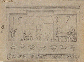 XXXI-331-01 Gevelssteen in de herberg In den Rustwat aan de Honingerdijk.
