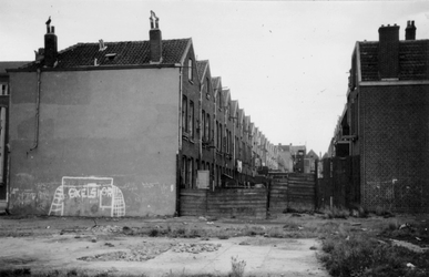 1976-2644 Gezicht op woningen van Paulus Potterstraat ( links ) en Oostmaasstraat ( rechts ).